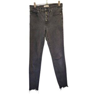 Madewell | High Rise Skinny Button Fly Raw Hem Jeans Charcoal Gray